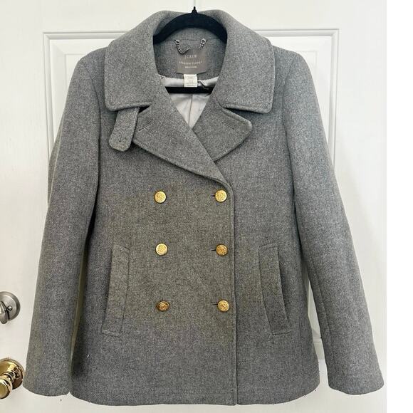 J.Crew Coat Womens Size 6 Gray Wool Double-Breasted Peacoat Nello Gori Preppy - Picture 3 of 8